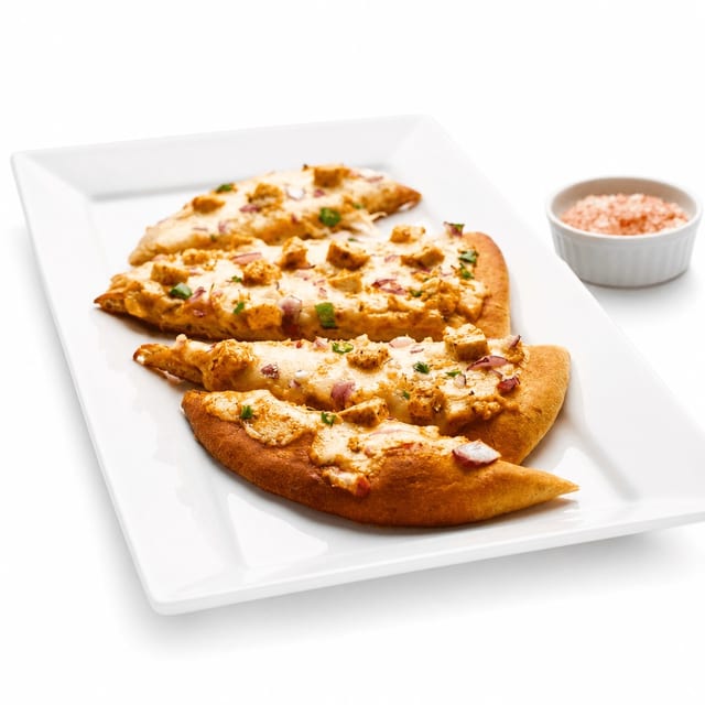 Shahi Paneer Naan Pizza.