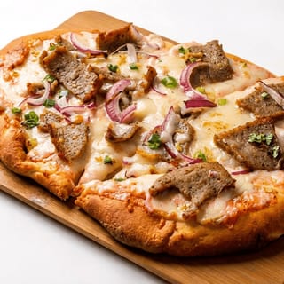 Spicy Beef Lamb Kabob Naan Pizza