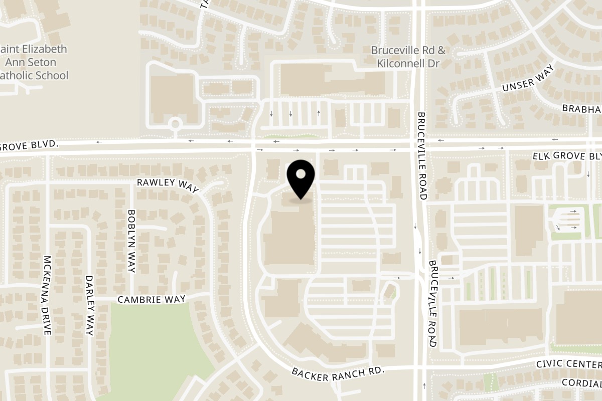 Map showing the location of Naan Twist Elk Grove on 9630 Bruceville Rd #105b in Elk Grove